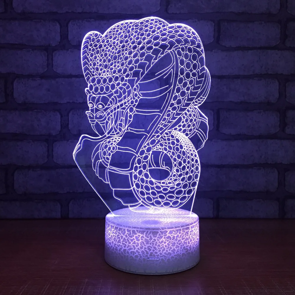 Новинка питон Форма Змеи 3D Светодиодная настольная лампа красочные ночные