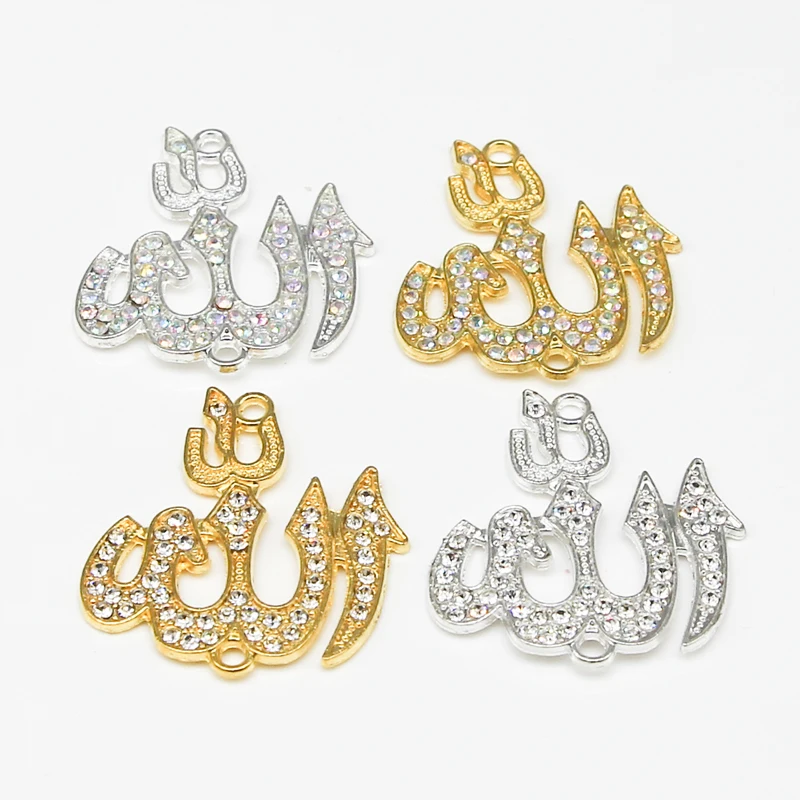 60PCS Gold Religion Muslim Islam Allah Charm Rhinestone Pendant Necklace Bracelet DIY Jewelry Making Handmade Mixture | Украшения и