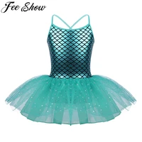 feeshow glitter mermaid gymnastics dress for toddler girl dresses ballet dance costumes gym leotard kids teen ballerina dress