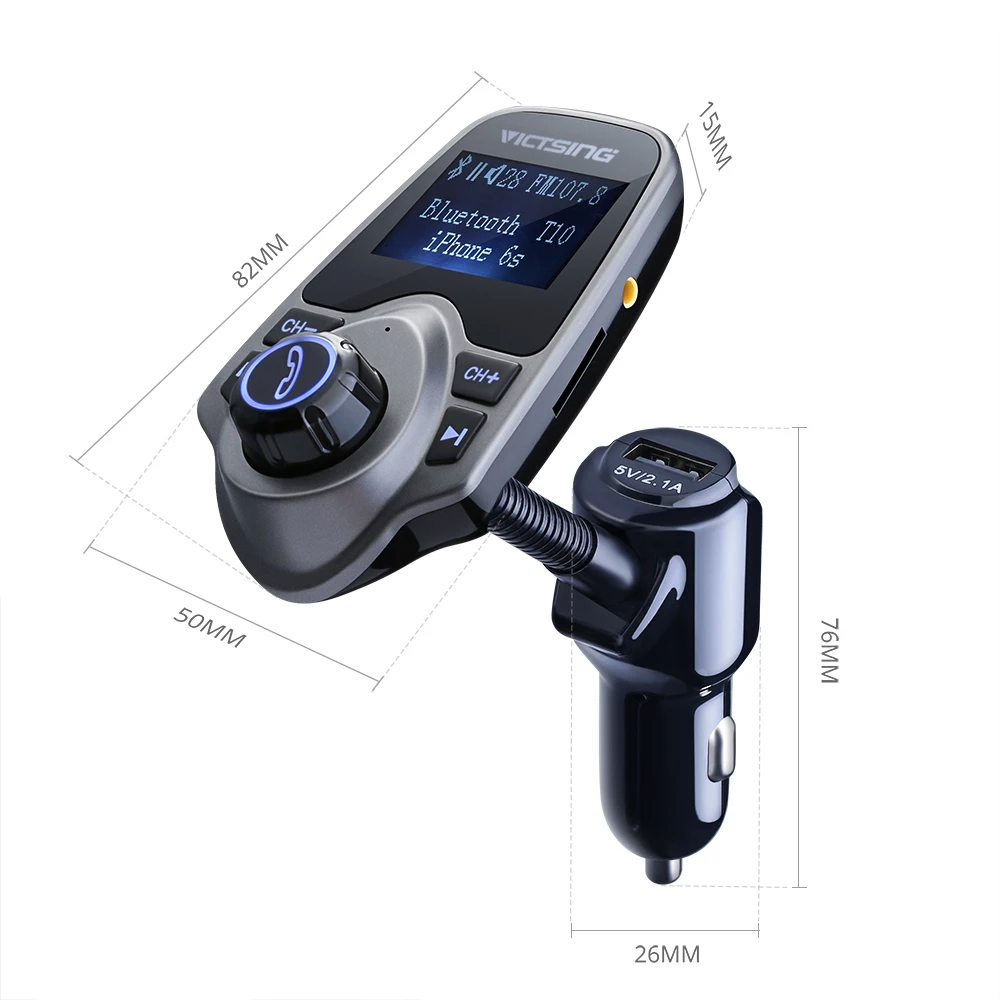 VicTsing Bluetooth fm-передатчик USB Автомобильное зарядное устройство беспроводной
