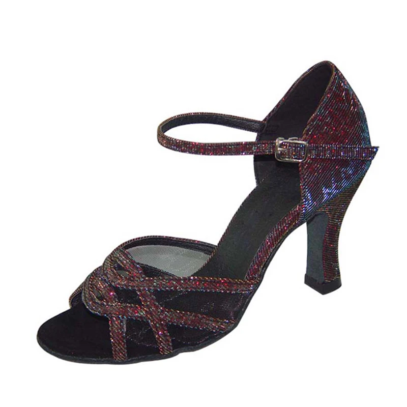 Женские туфли на каблуке 7 см серебристые черные фиолетовые цвета хаки