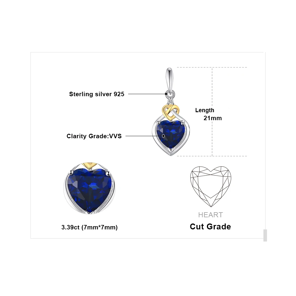 JewelryPalace Love Heart 3.4ct Heart-Shaped Created Sapphires Drop Earrings 925 Sterling Silver Fashion Jewelry Romantic Gifts | Украшения