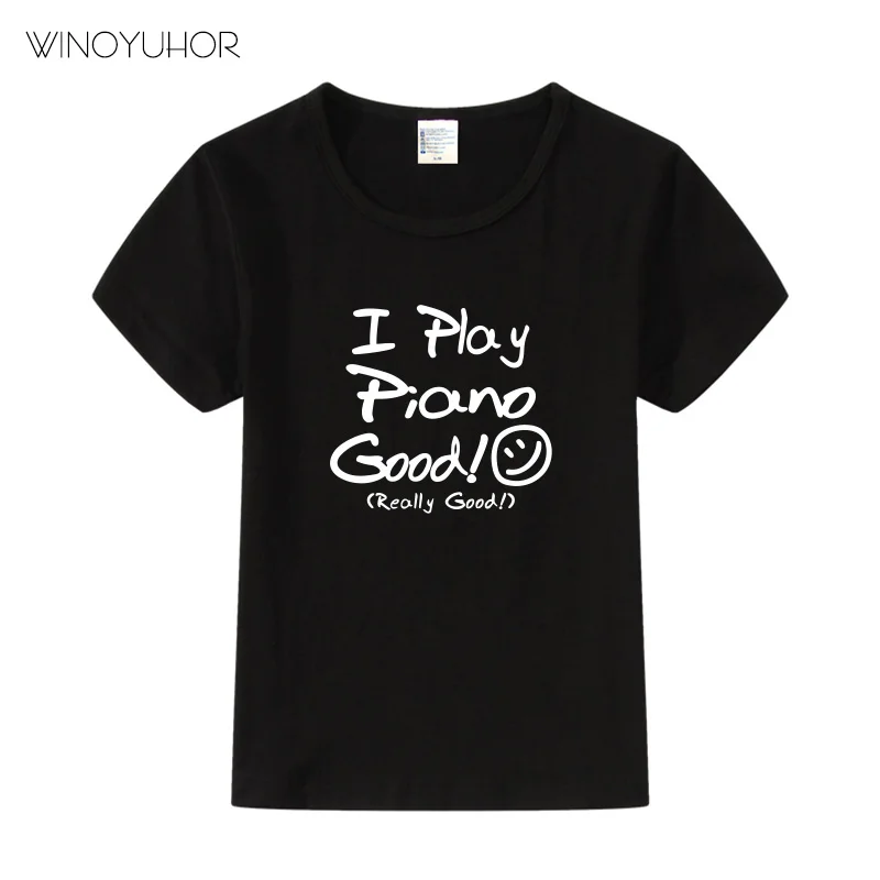 Футболка с надписью I Play Piano Good Детская летняя футболка коротким рукавом подарок