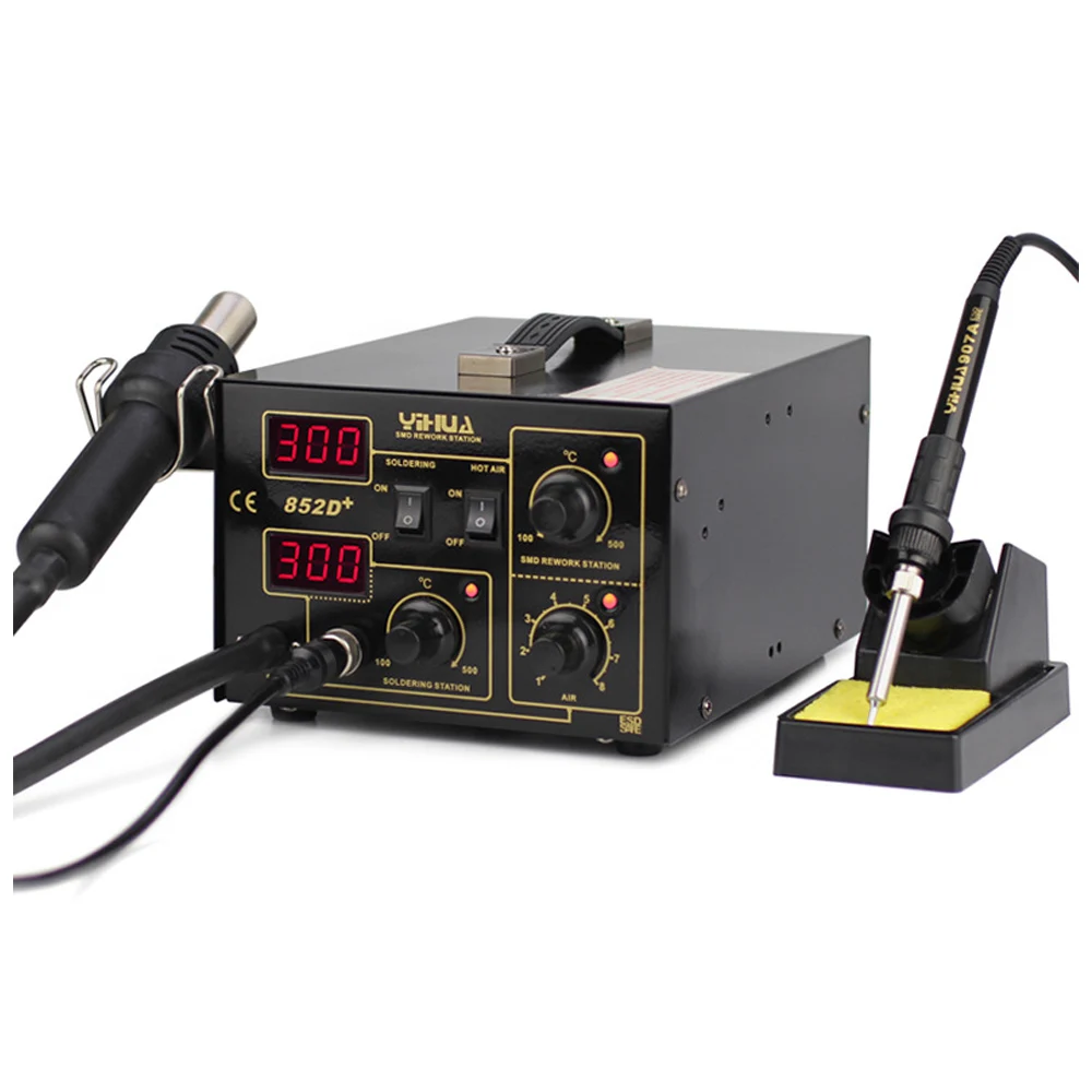 Паяльная станция SMD типа насоса фена Цифровой паяльник YIHUA 852D+ 2 в 1 SMD паяльная станция горячего воздуха