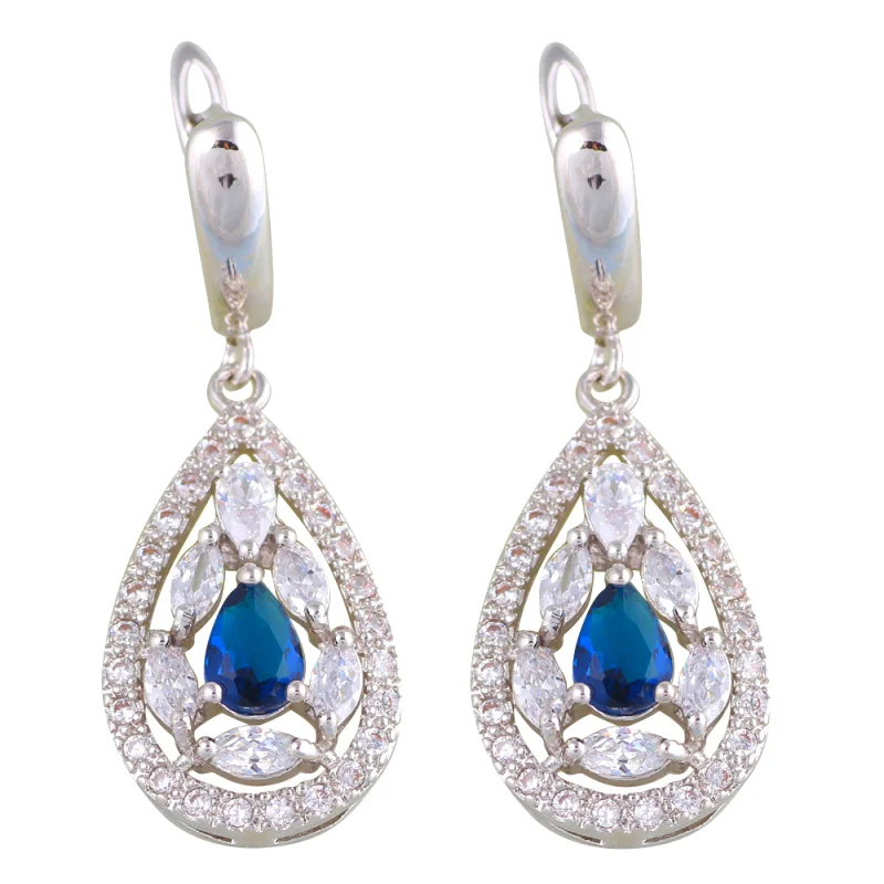 ROLILASON оптовая цена Romatic Синий Циркон серебряные штампованные Модные Ювелирные