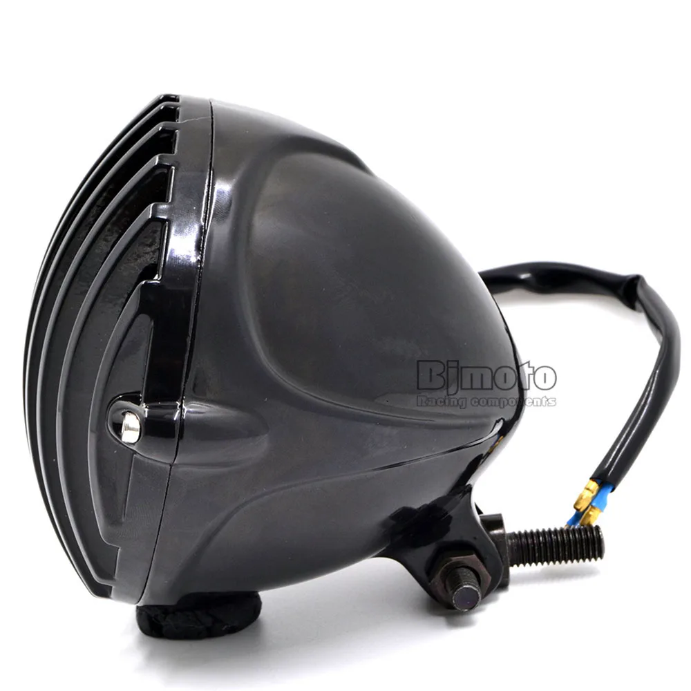 BJMOTO черный 4-7/8 ''светодиодный мотоциклетный головной светильник противотуманный светильник налобный фонарь Farol для Harley Кафе Racer Chopper Bobber Touring на заказ