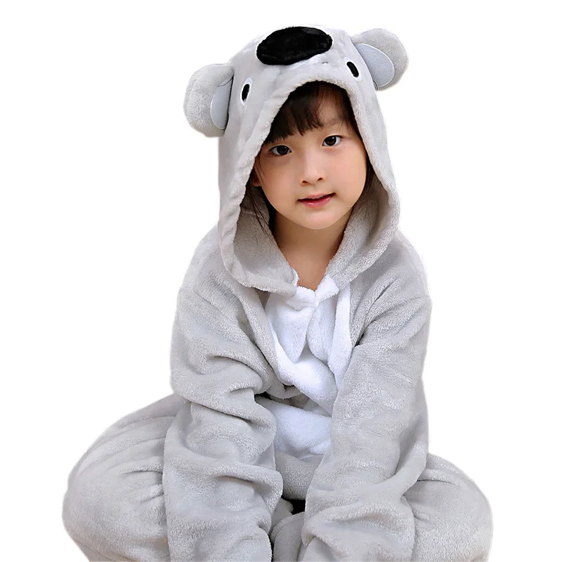 EOICIOI New Flannel Дети кигуруми Пижамы Животное Единорог Стежка Пикачу Косплей Onesies Дети Пижамы Для Мальчиков Девочек Пижамы С Капюшоном пижама детская домашняя одежда пикачу одежда пижама для девочки - Цвет: Koala