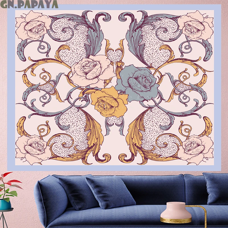 

Palace style vintage pattern wall hanging structure retro Tapestries hippie Psychedelic Wall carpet Hanging Yoga Mat Home Decor