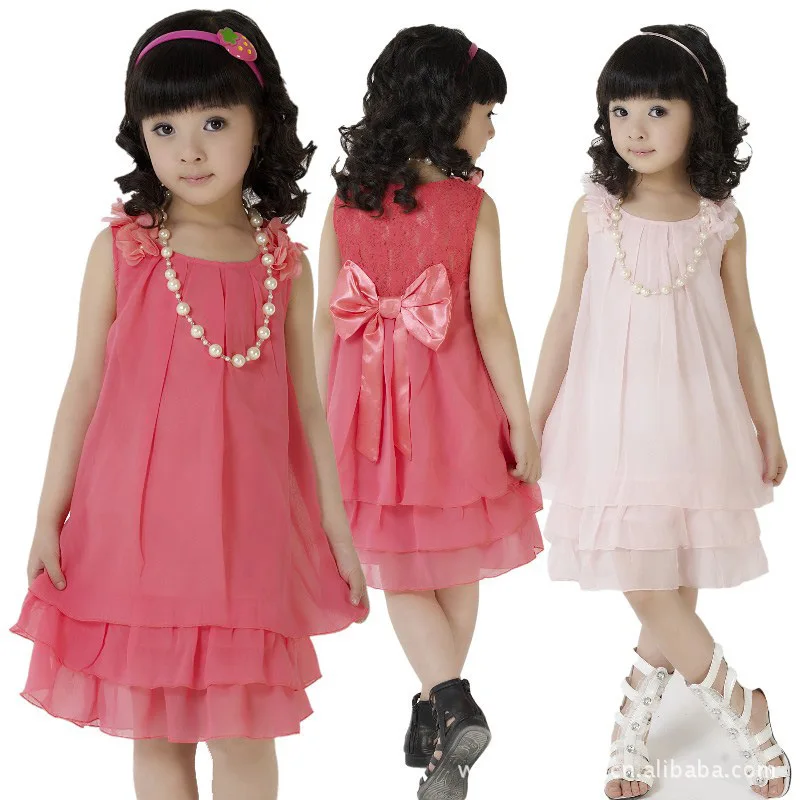 Свет детей одежда девочки сарафан лето 2016 шифоновое платье красный желтый 7 8 9 10 11