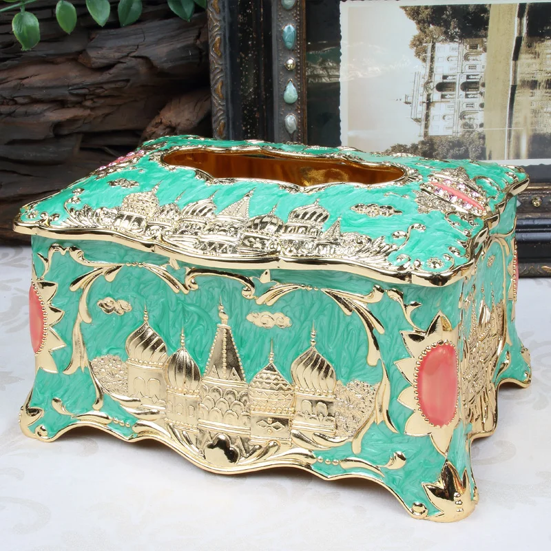 

Europe Russian style castle paper napkin holder metal tissue box napkin case holder paper towel Home Decoration ZJH061A