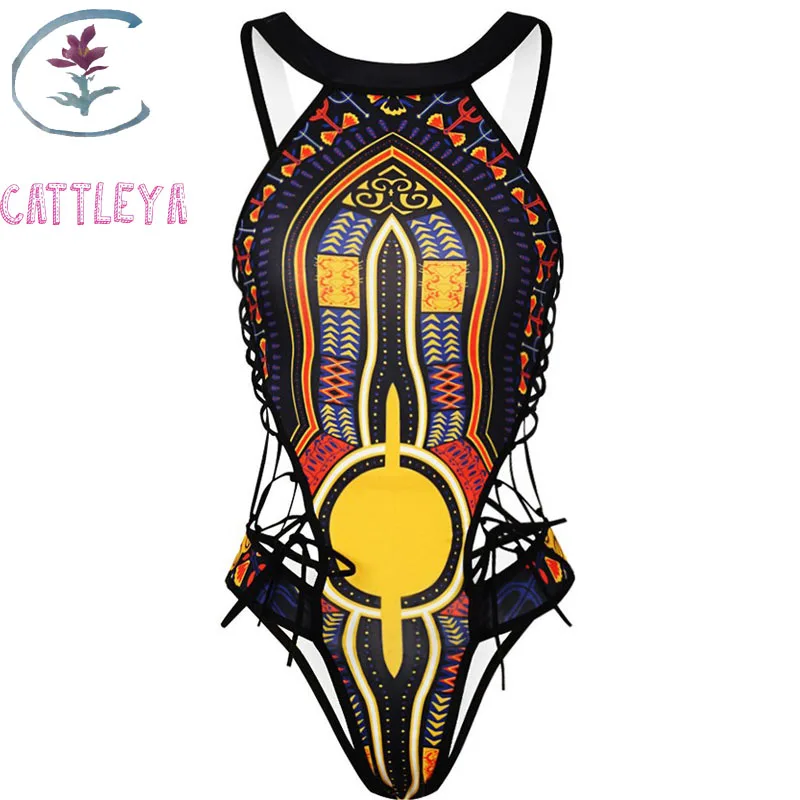 CATTLEYA Африканский Цельный купальник 2018 Дашики женский с рисунком трикини высоким