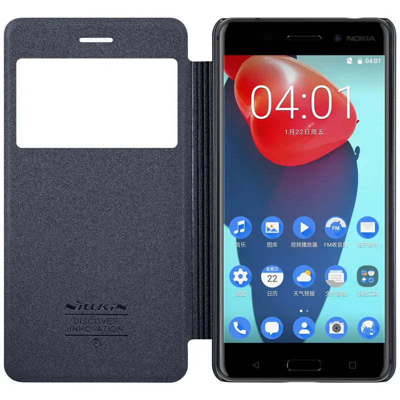 Чехол книжка NILLKIN для Nokia 6 умный чехол из искусственной кожи с окошком ответа на