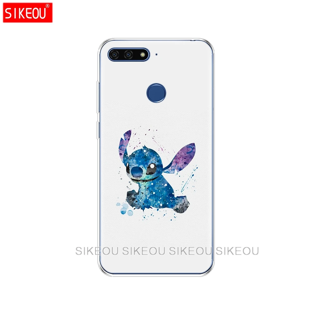 Silicone Cover Phone Case For Huawei Honor 7A PRO 7C Y5 Y6 Y7 Y9 2017 2018 Prime cute cartoon Lilo Stitch |