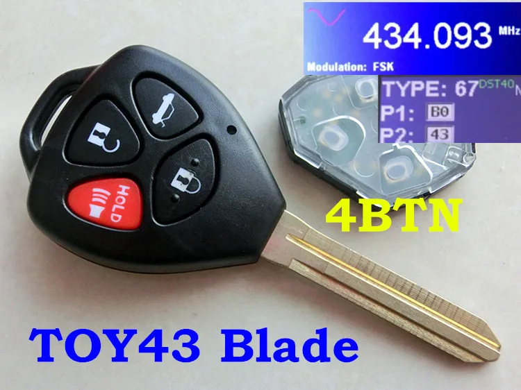 RMLKS 3 4 кнопки дистанционный ключ брелок 433 МГц 4D67 чип подходит для Toyota Camry полный