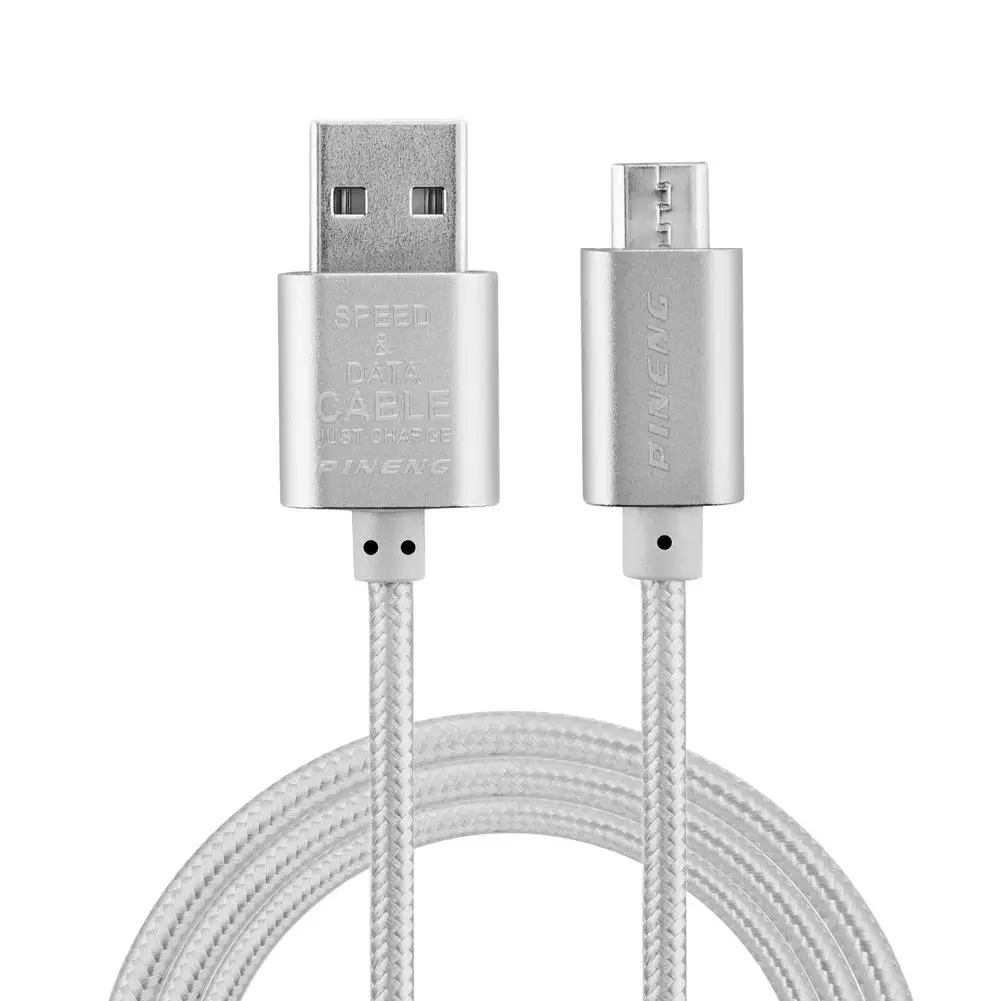 PINENG PN-306 Плетеный Micro зарядный кабель 1 м/2 м USB передачи данных и зарядки зарядное