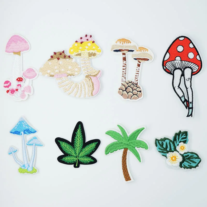 Нашивки с утюгом в виде гриба дерева Листьев вышивка аппликация для куртки