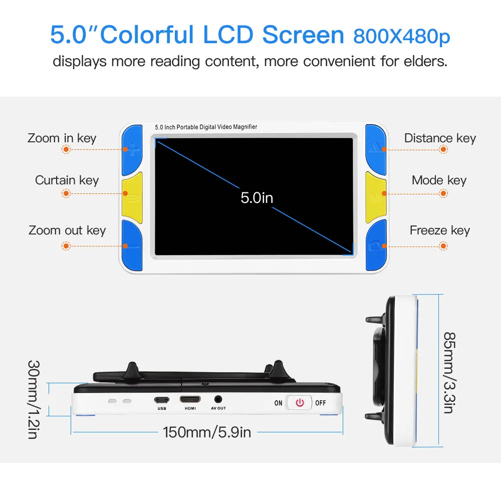 Eyoyo 5," дюймовый lcd 4-32X портативная цифровая Лупа lupa электронный видео-прибор для чтения портативный с HDMI 1080 i60 и AV выходом
