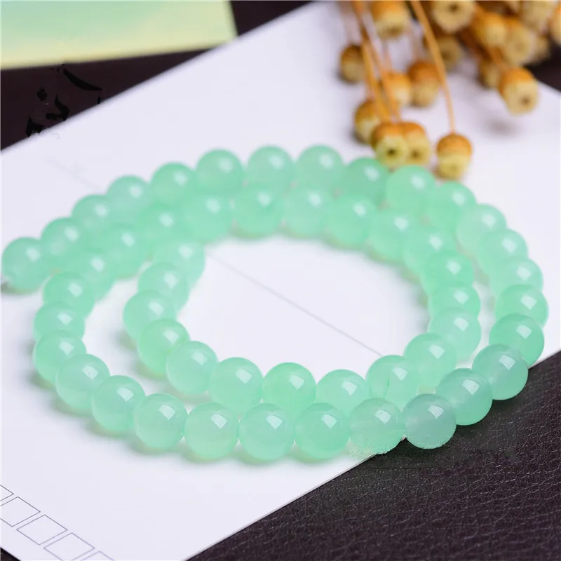 

RONGQING Natural Stone Beads Candy Color Round Chalcedony Loose Beads for Necklace Bracelets Jewelry Making DIY 4/6/8/10/12mm