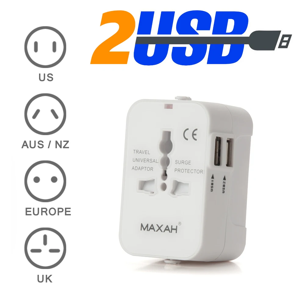 MAXAH 2 USB зарядный порт (1A) Защита от перенапряжения все в одном универсальное