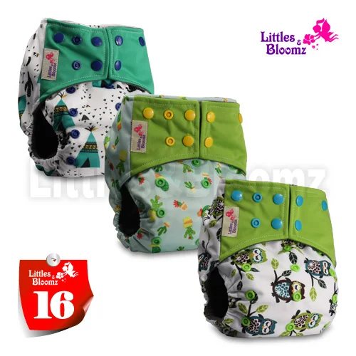 [Littles и Bloomz] 3 шт./компл. бамбуковый уголь моющиеся реальные тканевые карманные подгузники, 3 Подгузники/подгузники и 0 вставка в одном наборе - Цвет: 16
