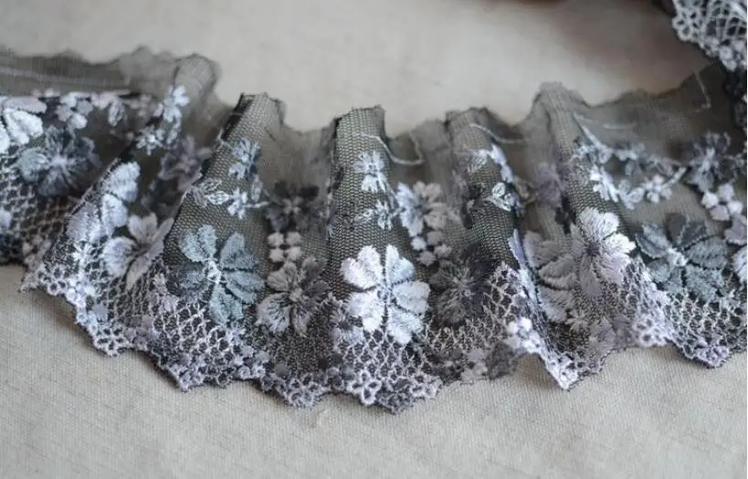 3Метровая ширина 8см черная и кофейная сетчатая вышивка кружевная отделка ленты для одежды, ободок, свадебный подарок, аксессуары DIY SC527.