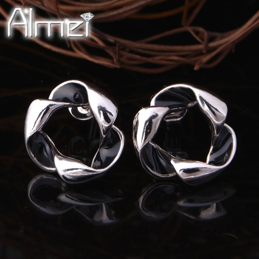 Sale 2017 Fashion Jewelry Cheap Rose Gold Color Black /Blue Wreath Stud Accessories Earrings for Woman Mother's Day Gift R458 |