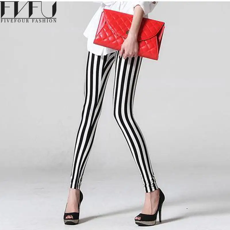 New Fashion 2018 Women Leggings Spring Summer White Black Vertical Striped Legging Fitness Ninth Casual Mujer Leggins | Женская одежда