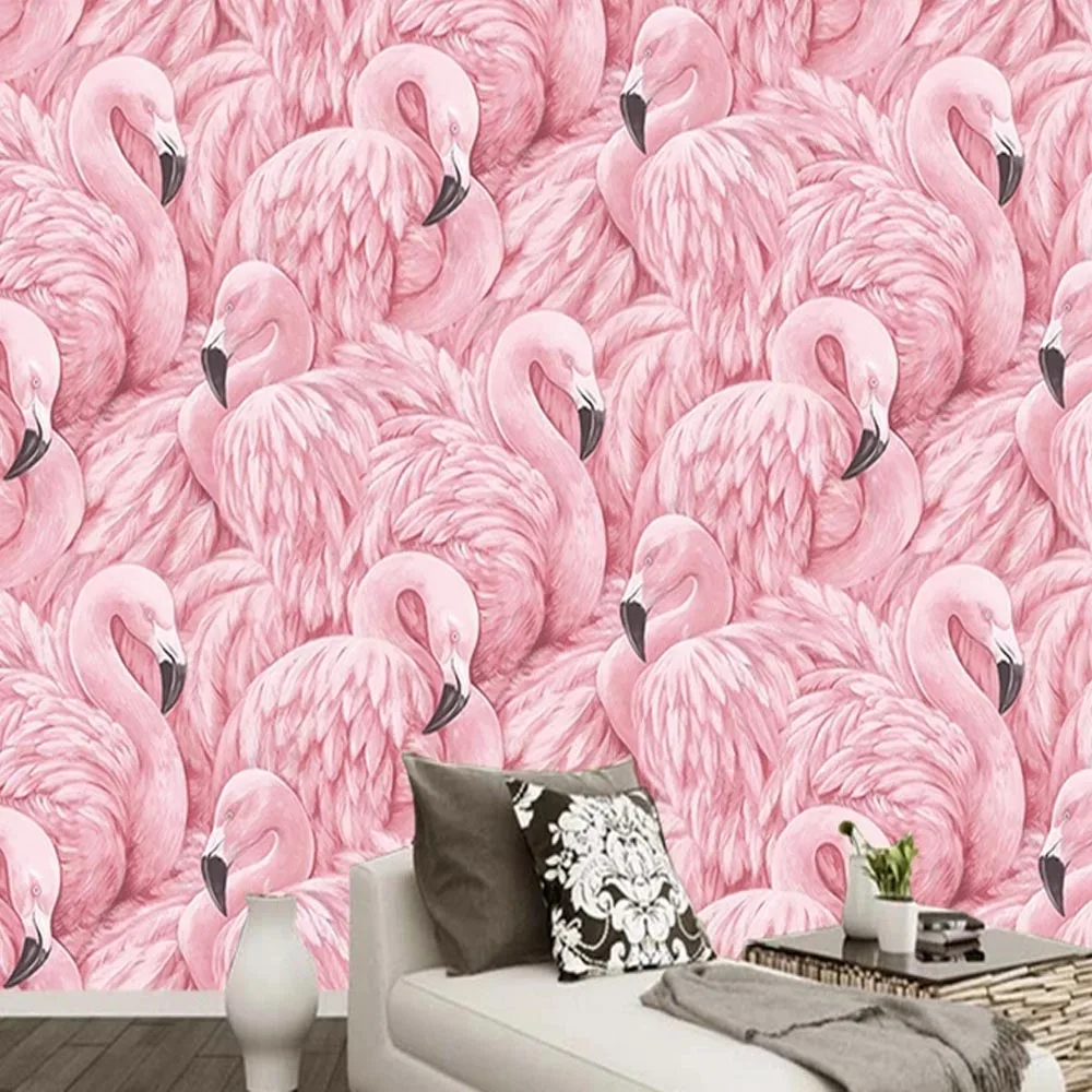 

Flamingos Bird Animal Wallpaper Murals for Living Room Home Wall Decor Modern HD Photo Mural Printed Wallpaper Custom Size