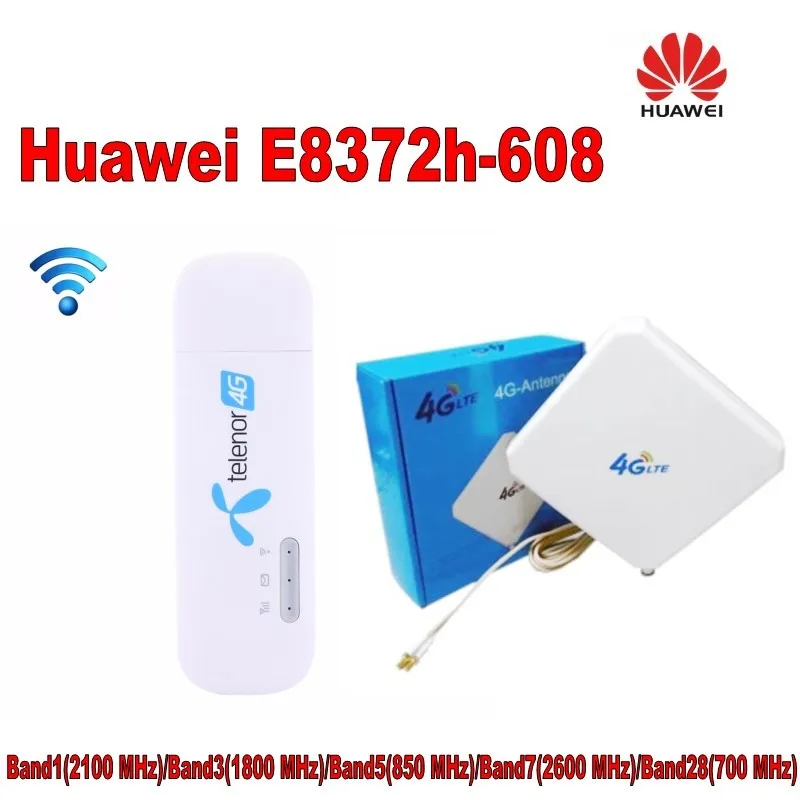 Unlocked Huawei E8372 E8372h-608 150Mbps 4G LTE usb Wifi modem carfi car wifi router Plus 35dbi TS9 4g antenna