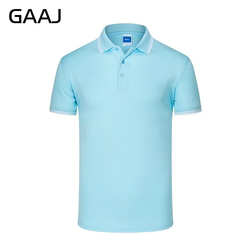 Light Blue GAAJ, рубашка поло, мужские Поло, Homme, летняя рубашка, известный американский бренд, хлопковая, короткая, в полоску, Мужская одежда, желтого цвета, размера плюс, 3XL, 4XL - Цвет: Light Blue