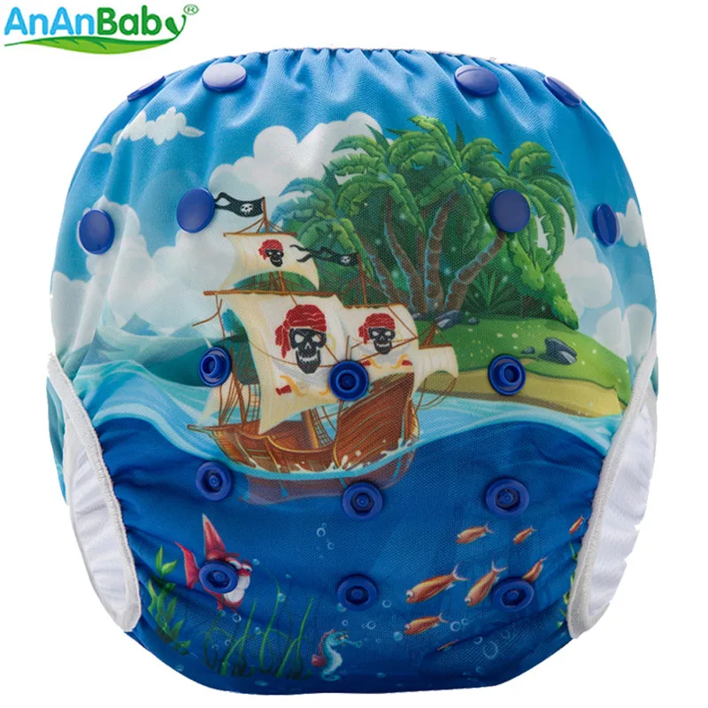 SM-DY1 AnAnBaby пеленки для плавания многоразовые унисекс милый мультфильм купальные подгузники положение принты летняя одежда для плавания Брюки - Цвет: SM-DY1