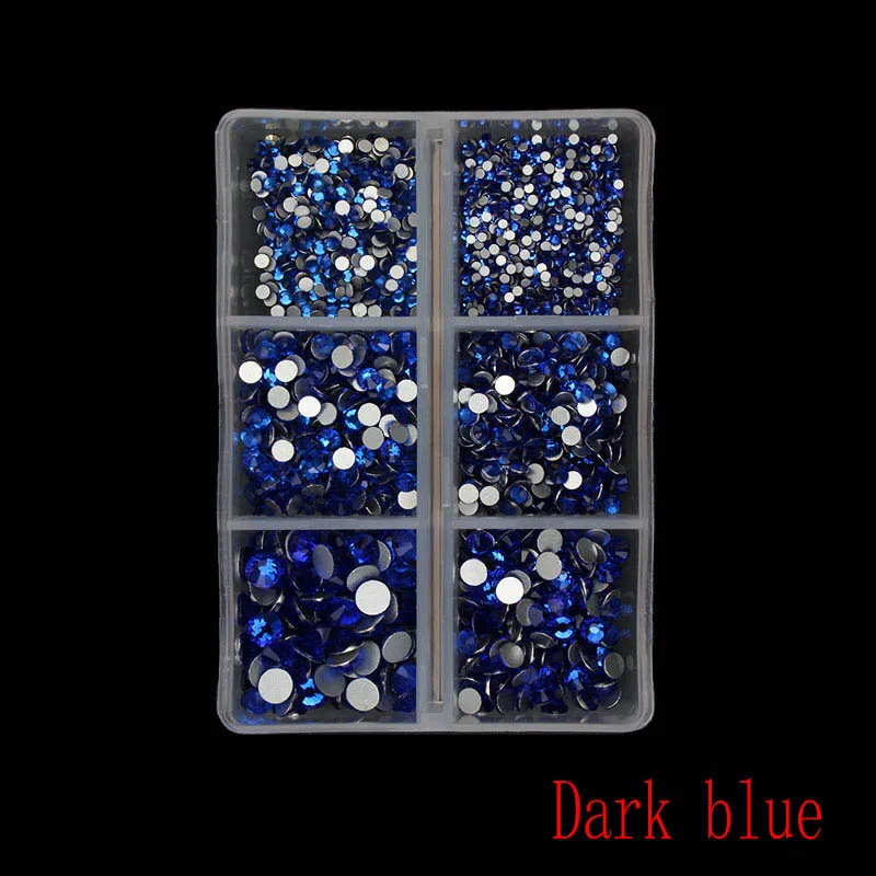 09 Dark blue 1 коробка мульти Размеры Стекло ногтей Стразы смешанные цвета, плоский обратно усеяны искусственными драгоценными камнями; страз 3D обаяние драгоценные камни DIY Маникюр нейл-арта украшения - Цвет: 09 Dark blue