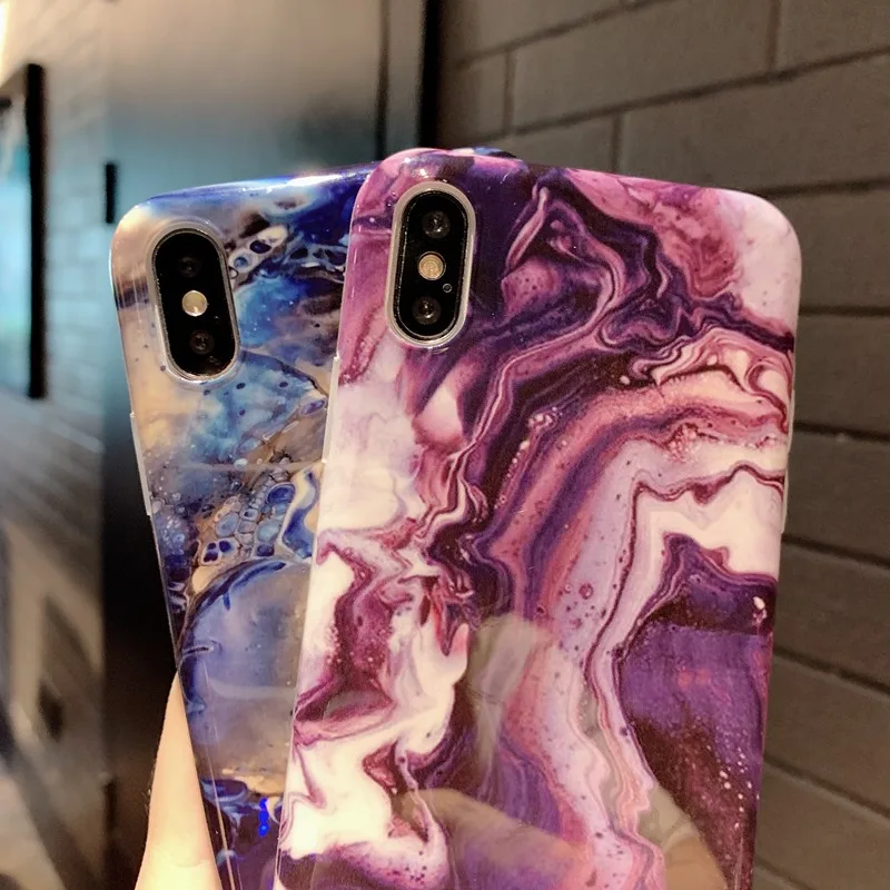 Цветной чехол для телефона с рисунком граффити iPhone X XS Max XR глянцевый мраморный IMD