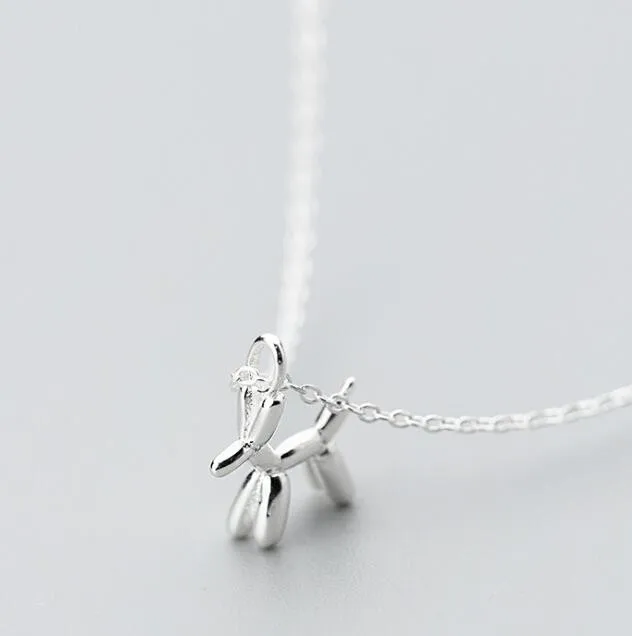 Silver Solid 925 Sterling Silver Cute Animal Dog Shape Pendant Necklace Women Fashion Sterling Silver Jewelry D4322 - Окраска металла: Silver