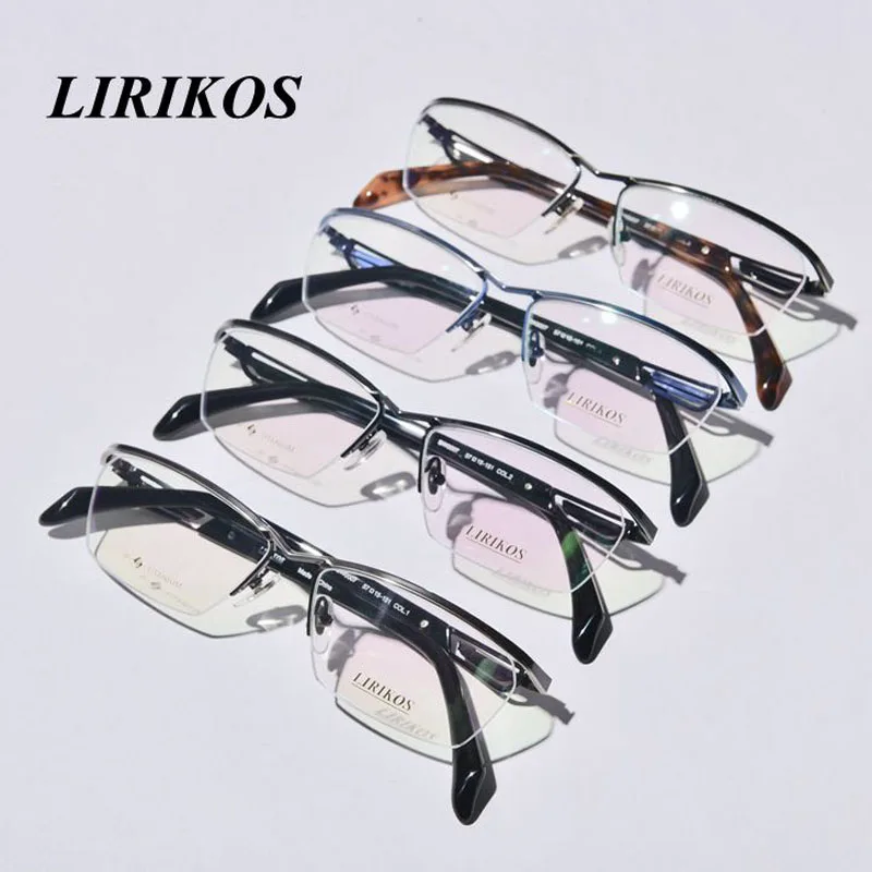 LIRIKOS чистые титановые полуоправы очки с лоскутными вставками высококачественные