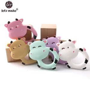 Силиконовый Прорезыватель для зубов Let's Make 1 шт. Подвеска из ПВХ в виде коровьего животного 4-6 месяцев бесплатно аксессуары сделай сам браслет цепочка для соски игрушки для зубов