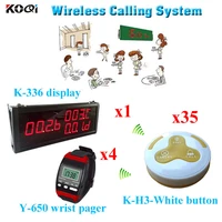 wireless table calling system for restaurant with factory price 1 led display 4 watch pager 35 call button