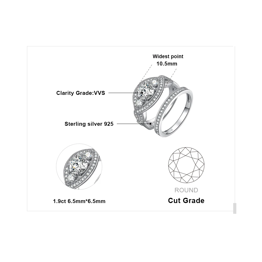JewelryPalace витой CZ проложить группа Маркиза 3 камня 2.7ct кубического циркония обещание обручальное Обручение кольцо свадебный 925 St