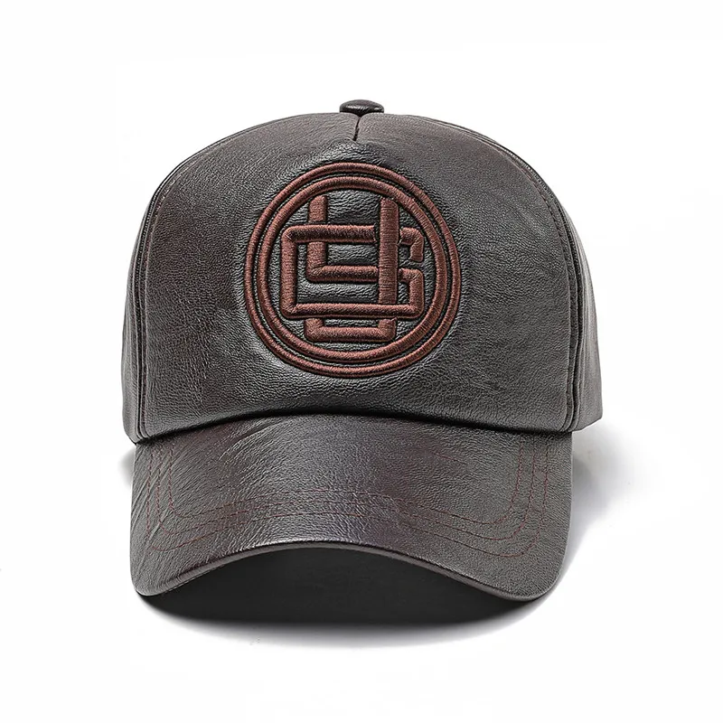 xthree New fall winter leather baseball cap faux leather winter hat snap back hat for men casual cap hat fashion high quality