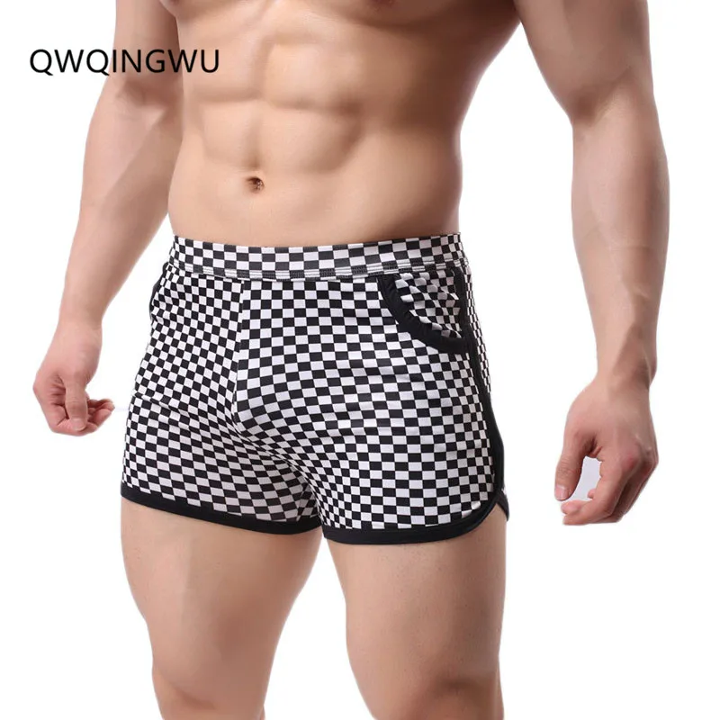 

Hot Men Casual Shorts Clothes Men's Homme Cotton Loose Male Shorts Plaid Gay Man Sexy Beach Casual Shorts with two Pockets