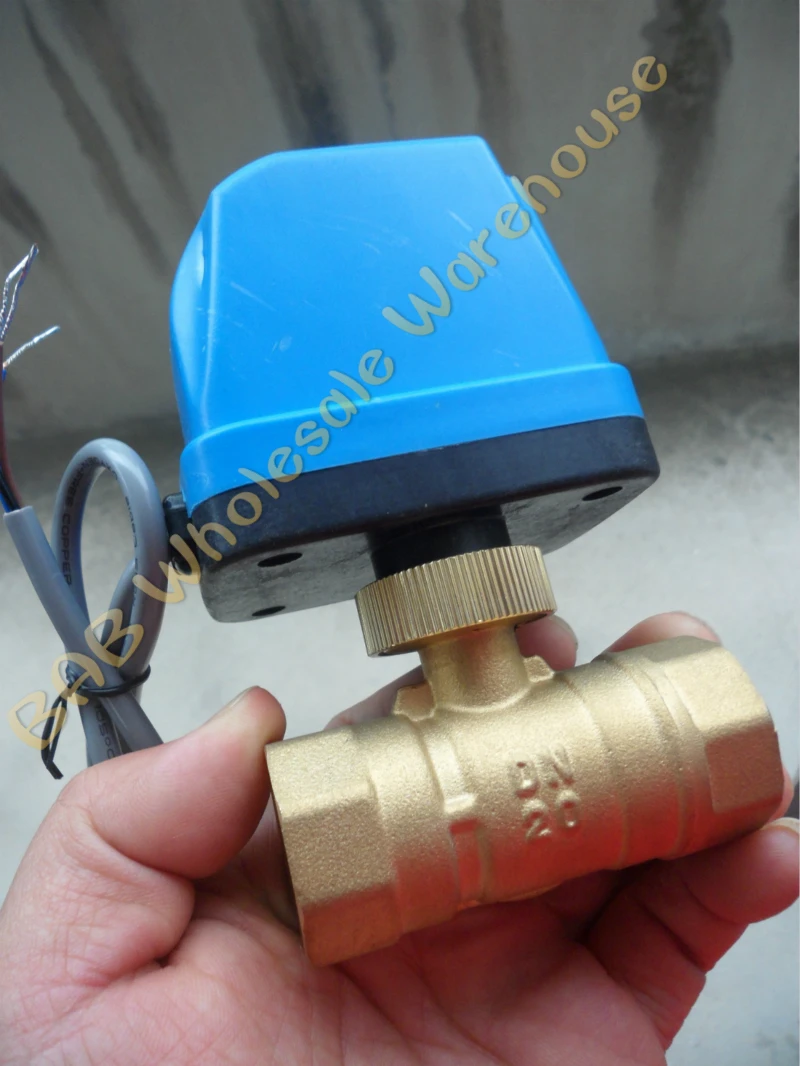 AC220V DN20 (G3/4 &quot) Электрический моторизованный латунный шаровой клапан 3-ходовой