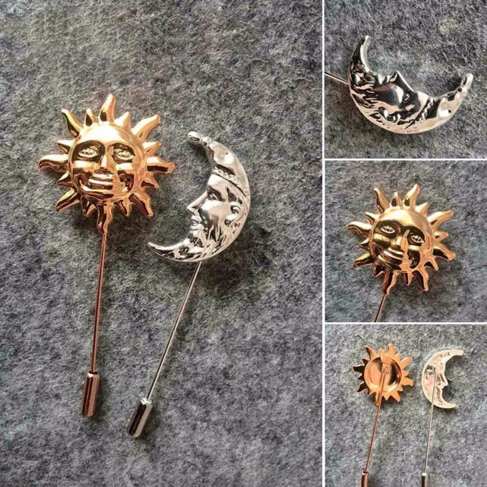 Унисекс для мужчин и женщин Солнцезащитная Лунная Брошь шпильки костюм воротник