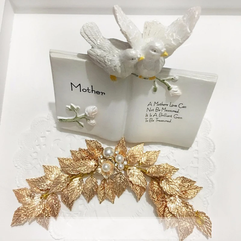 Женская Золотая тиара с жемчугом и листьями|wedding hair accessories|leaf tiarahair accessories jewelry |