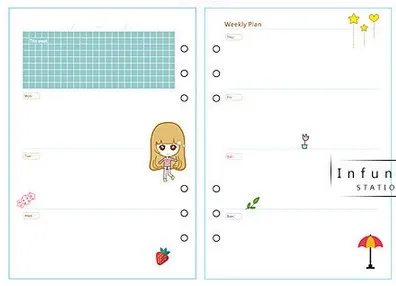 weekly planner Милый мультфильм 6 отверстий школьная внутренняя бумажная ядро для спиральной тетради, конфеты студенческий планировщик Органайзер замена бумаги 8 видов A5 A6 - Цвет: weekly planner