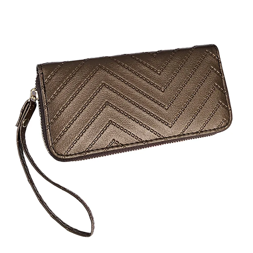 2019 женские кошельки модные ретро одноцветная полоска длинная Монета