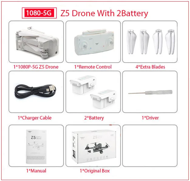1080P 5G 2B Box SJRC Z5 RC Дрон Профессиональный gps RTF 5G WiFi FPV 1080P камера с gps режим следования за мной RC Квадрокоптер vs XS809 B5W JJPRO X5 F11 - Цвет: 1080P 5G 2B Box