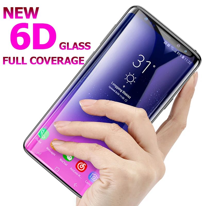 6D закаленное стекло для Samsung Galaxy S8 Plus Note 8 S7 A8 A6 защитная пленка 5D S9 полное покрытие