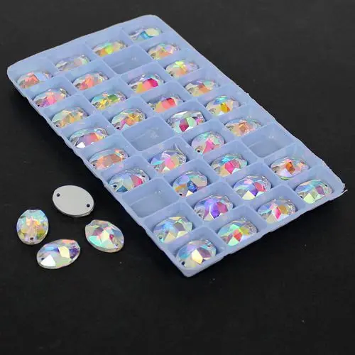Стеклянные бусины 7x10 мм 10x14 11x16 13x18 17x24 хрустальные AB Flatback DIY Пришивные высокого