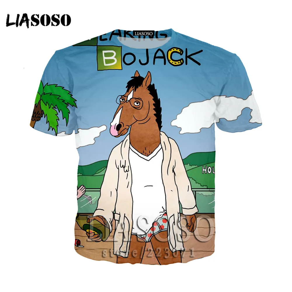 Футболка LIASOSO Конь БоДжек футболка Uomo Moda maschile O футболки uomo/donna 3D HO12|Мужские