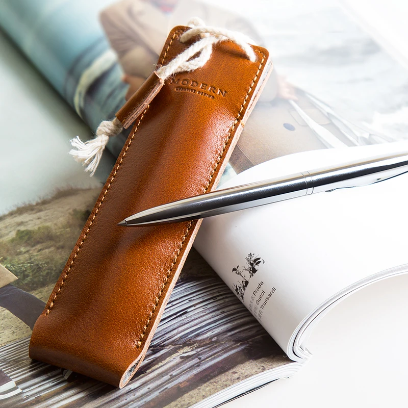 Натуральная кожа ручка сумка фонтан держатель шариковой авторучки футляр для